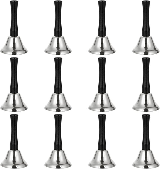 CYEAH 12 Pack Hand Bell, Silver Steel Service Bell Call Bell Dinner Bell for Wedding, Service, Game, Alarm, Jingles (Silver)