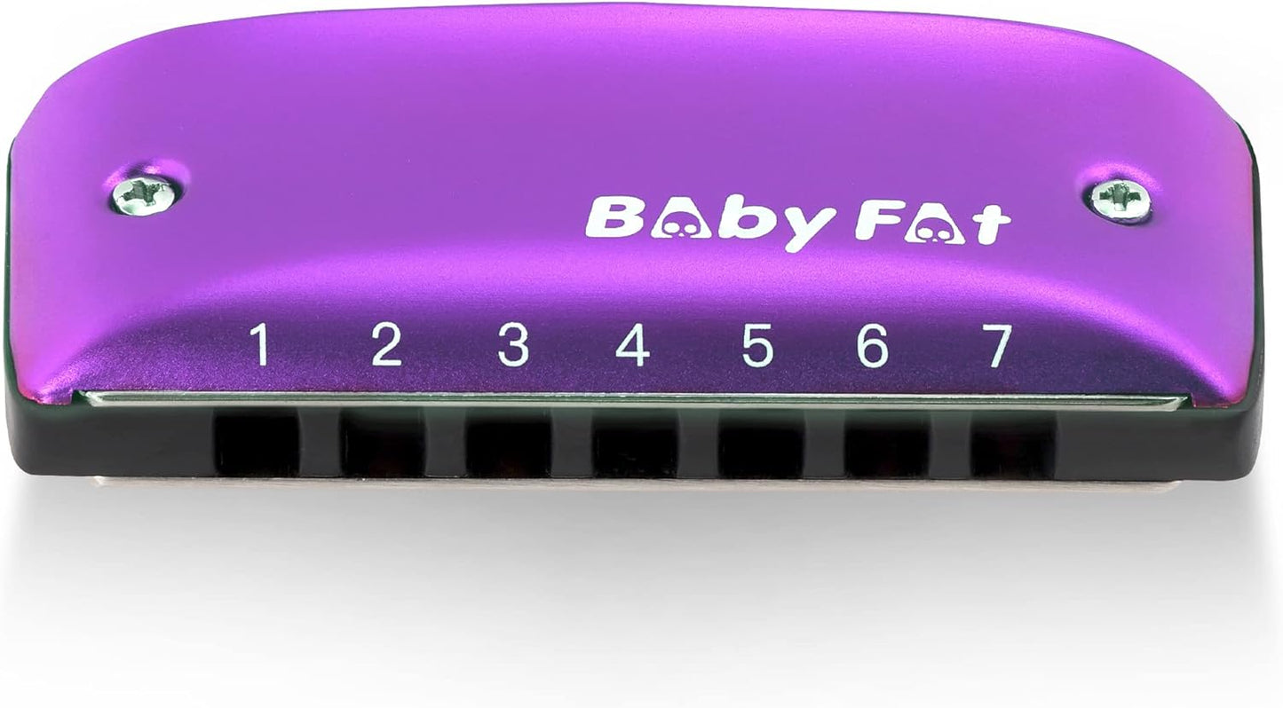 KONGSHNEG BabyFat 7 Hole Blues Mini Harmonica Set,Diatonic Harmonica with free lanyards,Gifts for Professional Players and Beginners,Easy-playing Musical Instrument(Key of Bb）