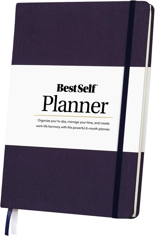 BestSelf Self Planner – 6-Month Undated Life Planner for Goal Setting, Time Management & Productivity – 7"x10" Navy Notebook