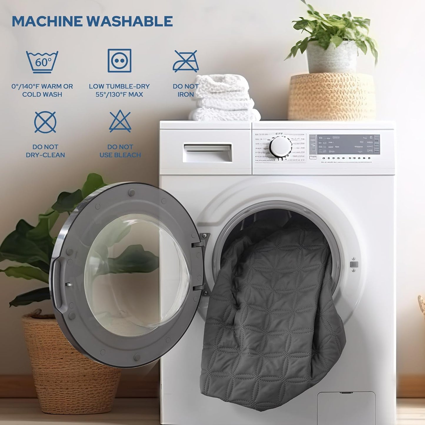 2 Pack Waterproof Mattress Protector, Twin XL Size Mattress Pad with Deep Pocket 6"-15" Depth, Soft Breathable Dirt-Proof Single Bed Mattress Cover for Bedroom, Dorm Room (Gray)