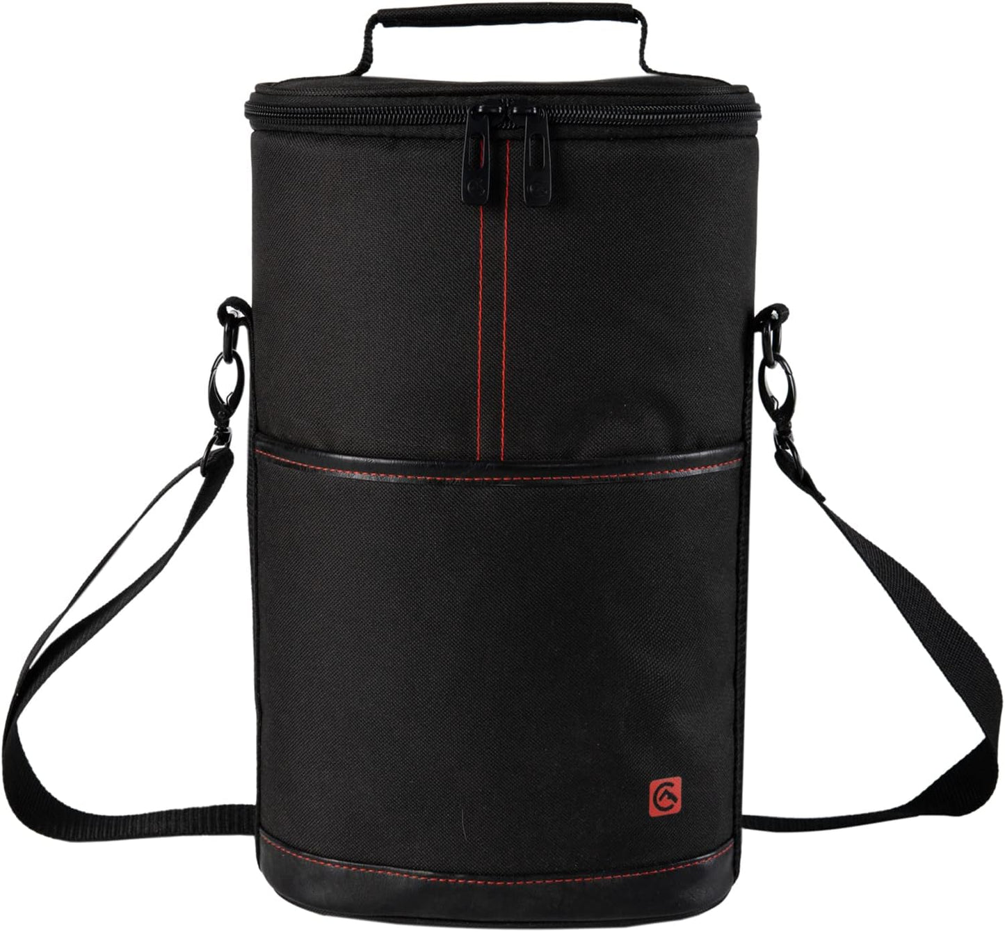 ALLCAMP 2 Bottle Wine Tote Carrier - Insulated Portable Padded Canvas Wine Bag for Travel, BYOB Restaurant, Wine Tasting, Party, Great Christmas Day Gift for Wine Lover，Black