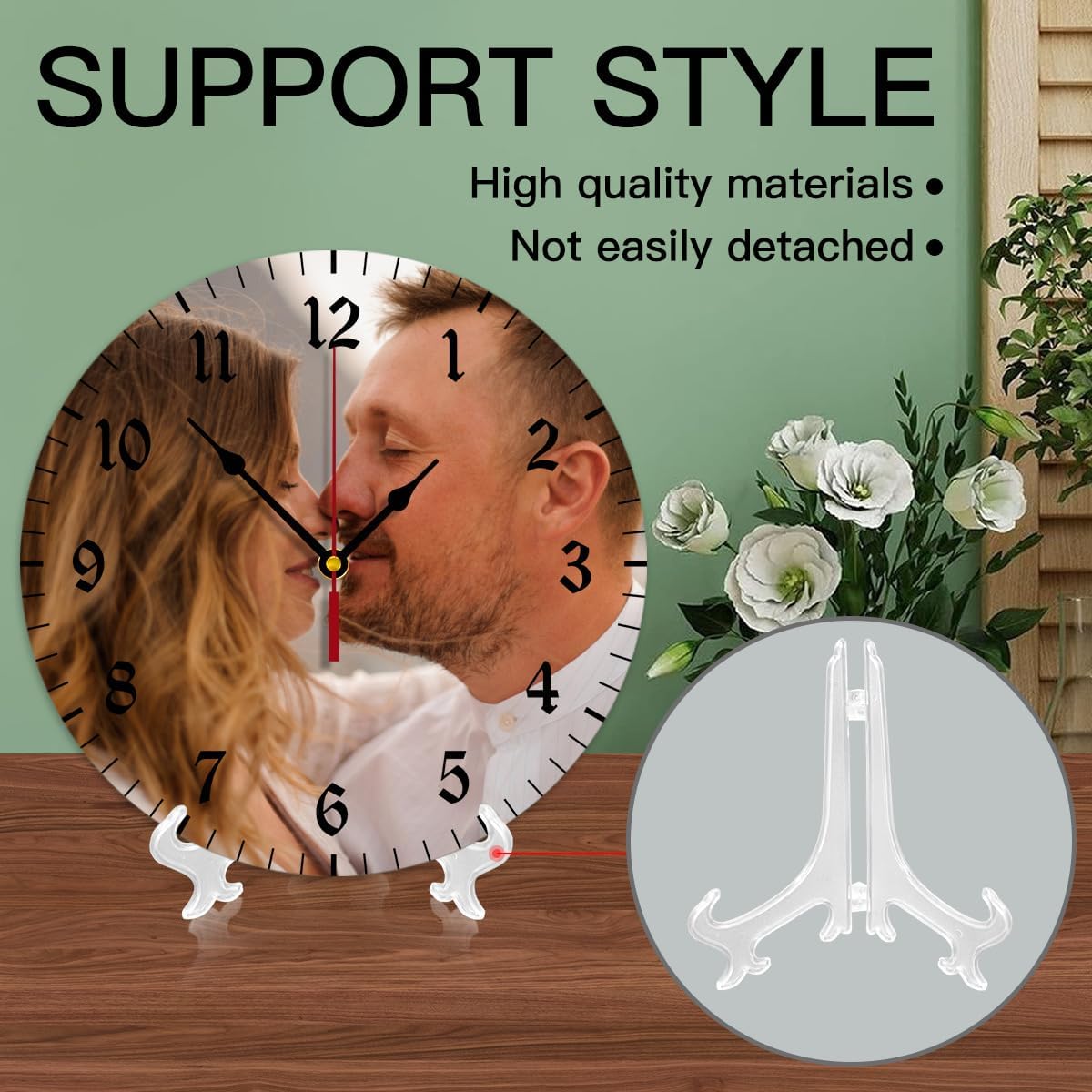 Generic Custom Clocks for Walls Personalized Clocks with Photo Text Logo Silent Non Ticking Round Decoration for Kitchen Family Friends Gifts, 10inch-25cm