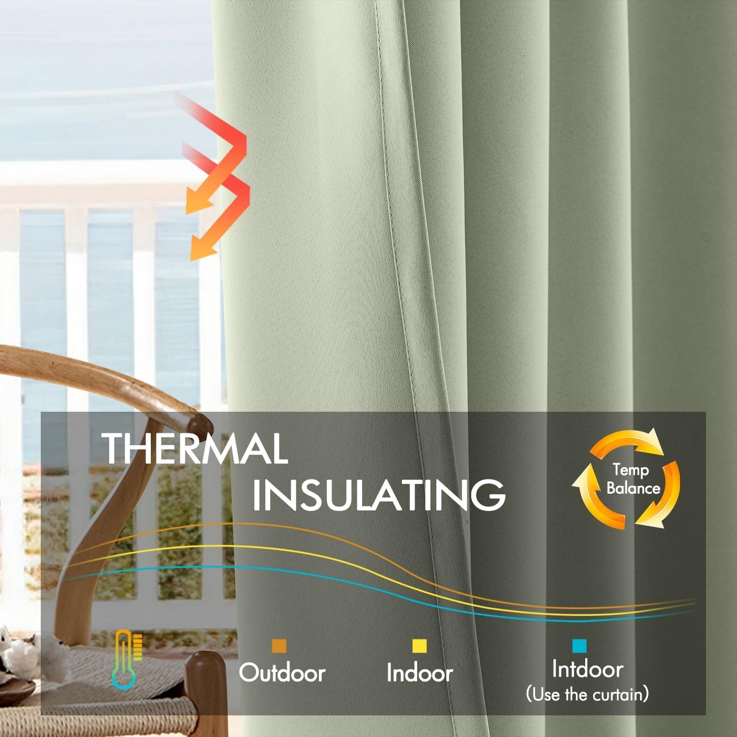 ANRODUO Back Tab Blackout Curtains for Bedroom Living Room, Rod Pocket Pinch Pleated Thermal Insulated Room Darkening Curtains 92 Inches Long 2 Panels, Sage Green, 42 x 92 Inch