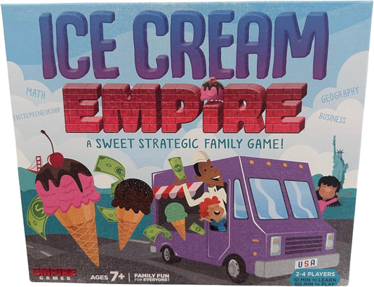 Ice Cream Empire Board Game | Fun Entrepreneurial Game for Families, Adults and Kids 7+ | Learn Business, Geography, and Math Skills | Competitive, Strategic, and Educational Game