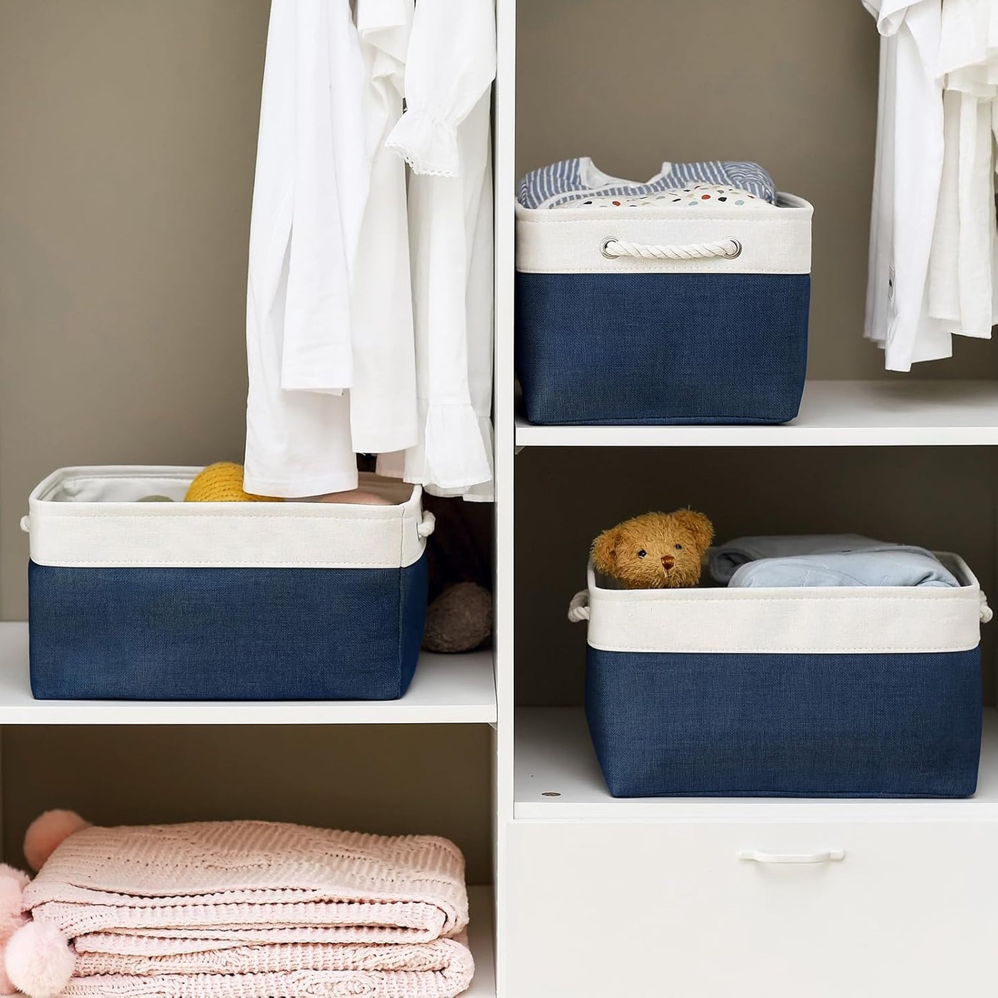 Storage Bins - Large Baskets for Storage Cubes with Handles Organization and Storage Baskets Gifts for Empty 15.7 (L) x 11.8 (W) x 8.2 (H) inches