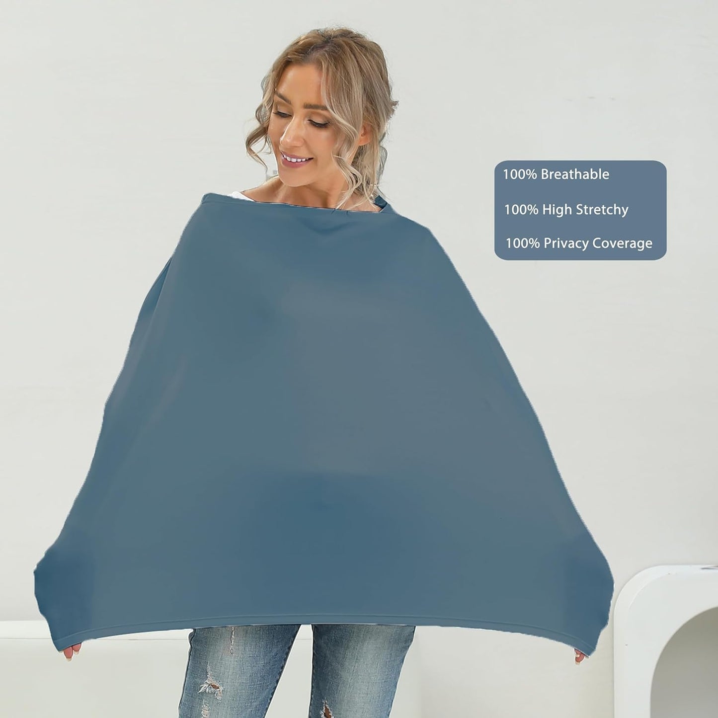 Breathable Car Seat Cover for Babies – Multi-Purpose Soft Rayon Nursing Cover for Breastfeeding, High Stretchy Infant Carseat Canopy, Stroller Cover (Smooth Rayon, Blue)