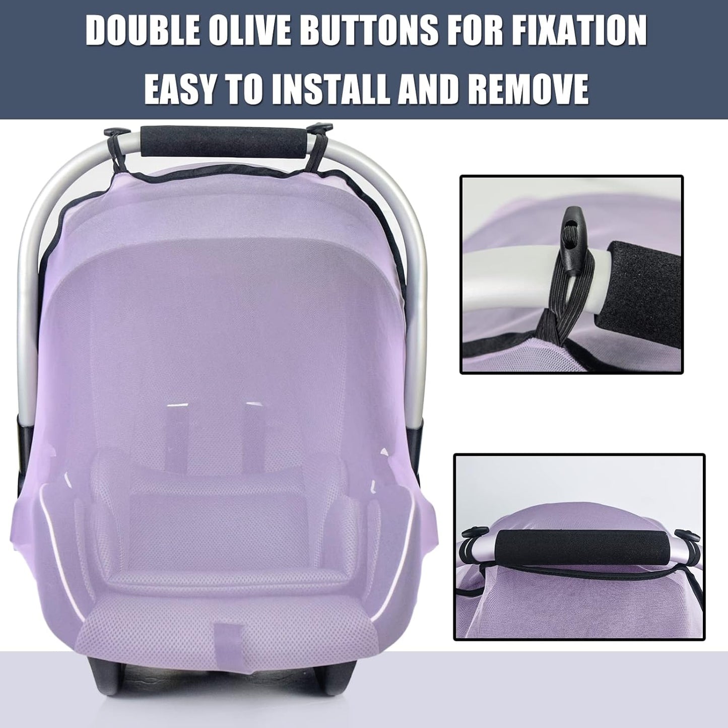 Mosquito Net for Baby Car Seats, Infant Car Seat Insect Mesh Net, Breathable, Universal Fit for All Car Seats, Premium Quality: Machine Washable Durable & Long Lasting Infant Insect Netting (Purple)