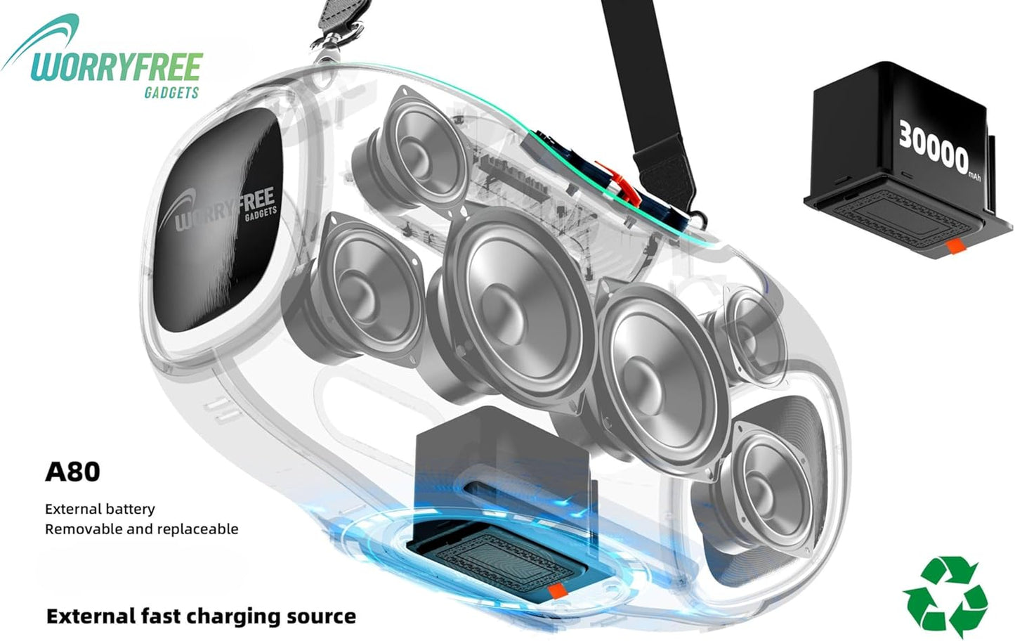 350W Wireless Bluetooth Speaker, 24Hrs Playtime, RGB Lights, Mic with EQ & Volume Control, 10M Range (Gray)