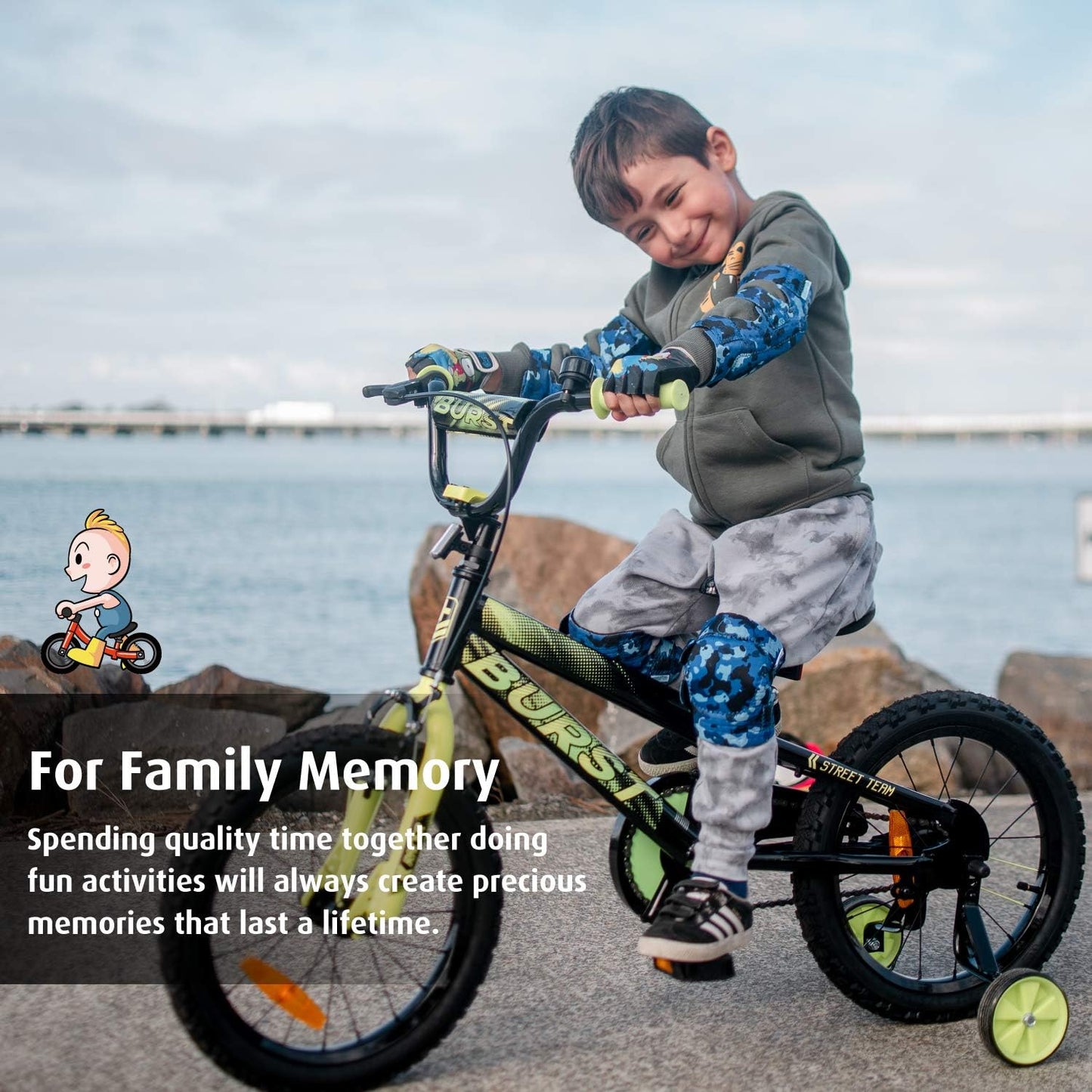 Soft-Style Kids Knee and Elbow Pads with Bike Gloves, Flexible Impact-Resistant Gear for Ages 2-11, Designed for Balance Bikes, Roller-Skating, and Skateboarding