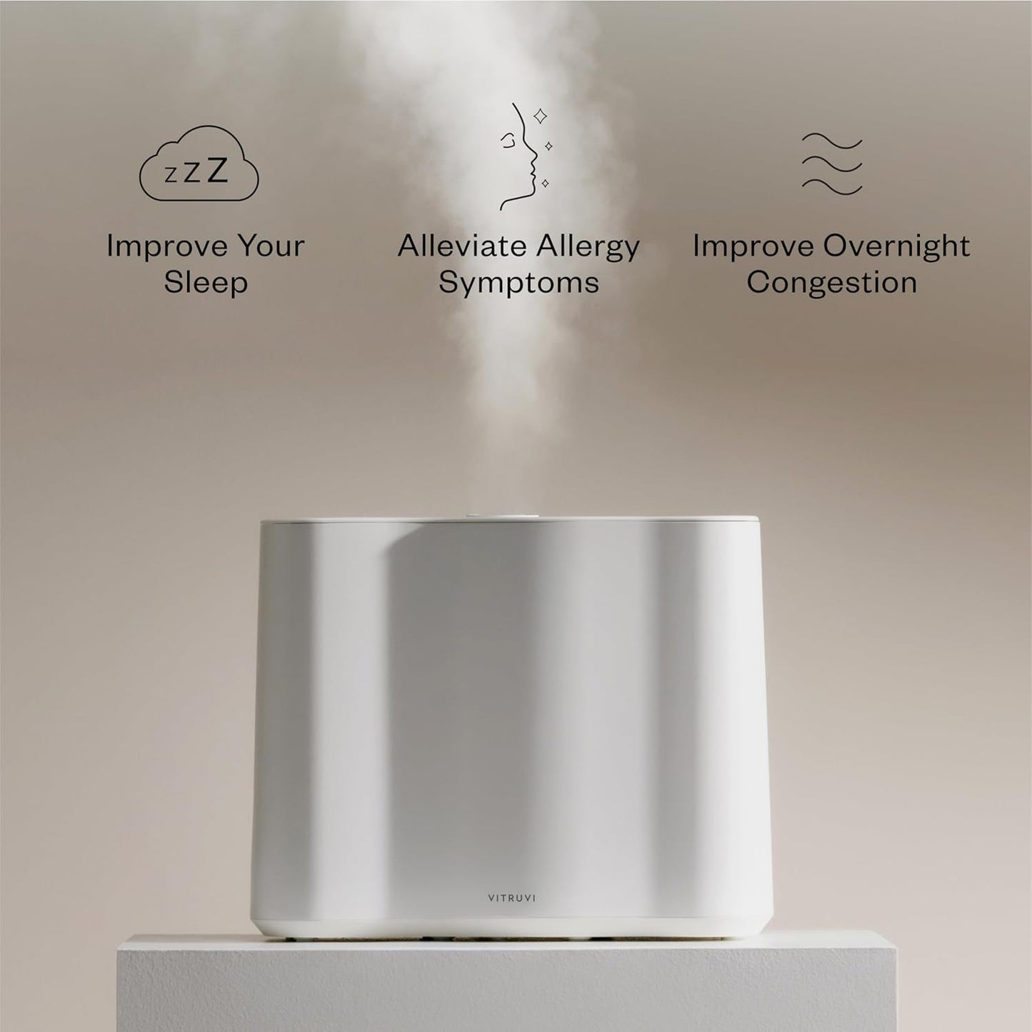 Vitruvi Cloud Humidifier for Bedroom (Snow White)