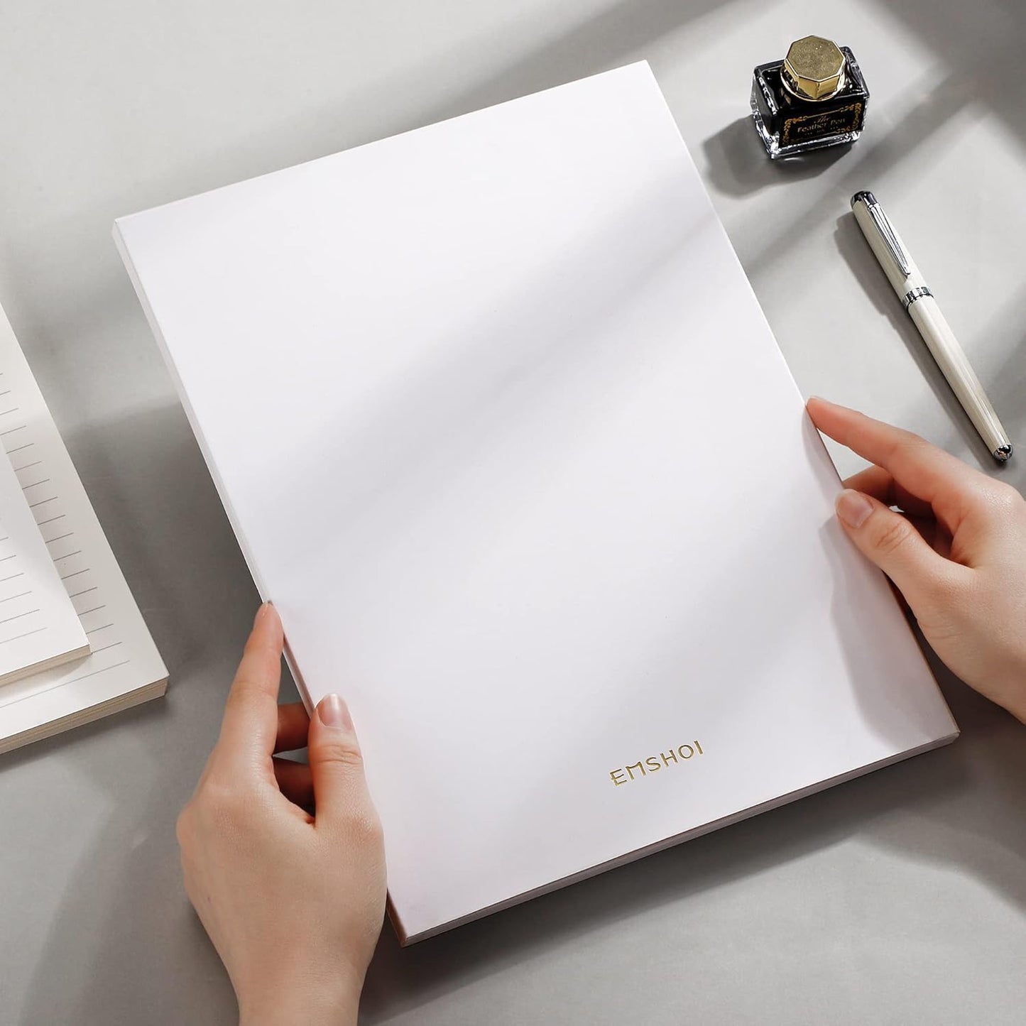 EMSHOI Daily Planner Refill 8.5" X 11", 80 Sheets, 160 Pages A4 4-Ring Binder Planner Inserts, Thick Cream Color Refill Paper, 100 GSM Loose Leaf, A4 Paper Refills with Gift Box