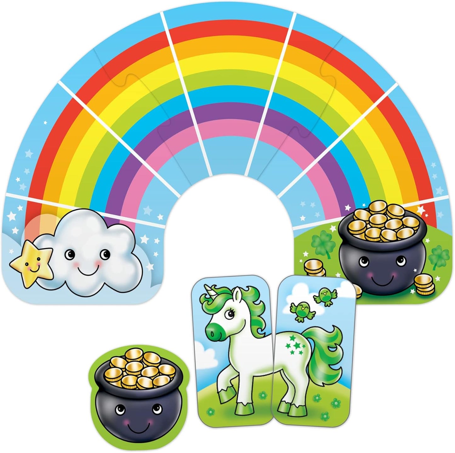 Orchard Toys Moose Games Rainbow Unicorns Game. Race Your Unicorns Over The Rainbow to a Pot of Gold in This Magical, Fun Color-Matching Game! Ages 3+ for 2-4 Players