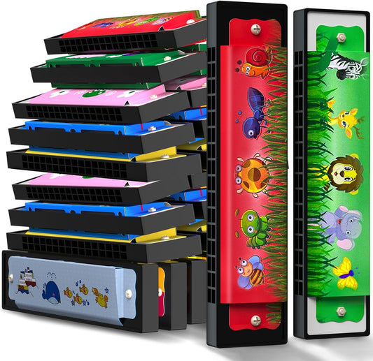 60 Pcs Harmonica for Kids 16 Holes Musical Instrument, Return Gift Cartoon Double Row Harmonica Bulk Toy for Kids Party Favors Goodie Bags Stuffers & Operation Christmas Child Items