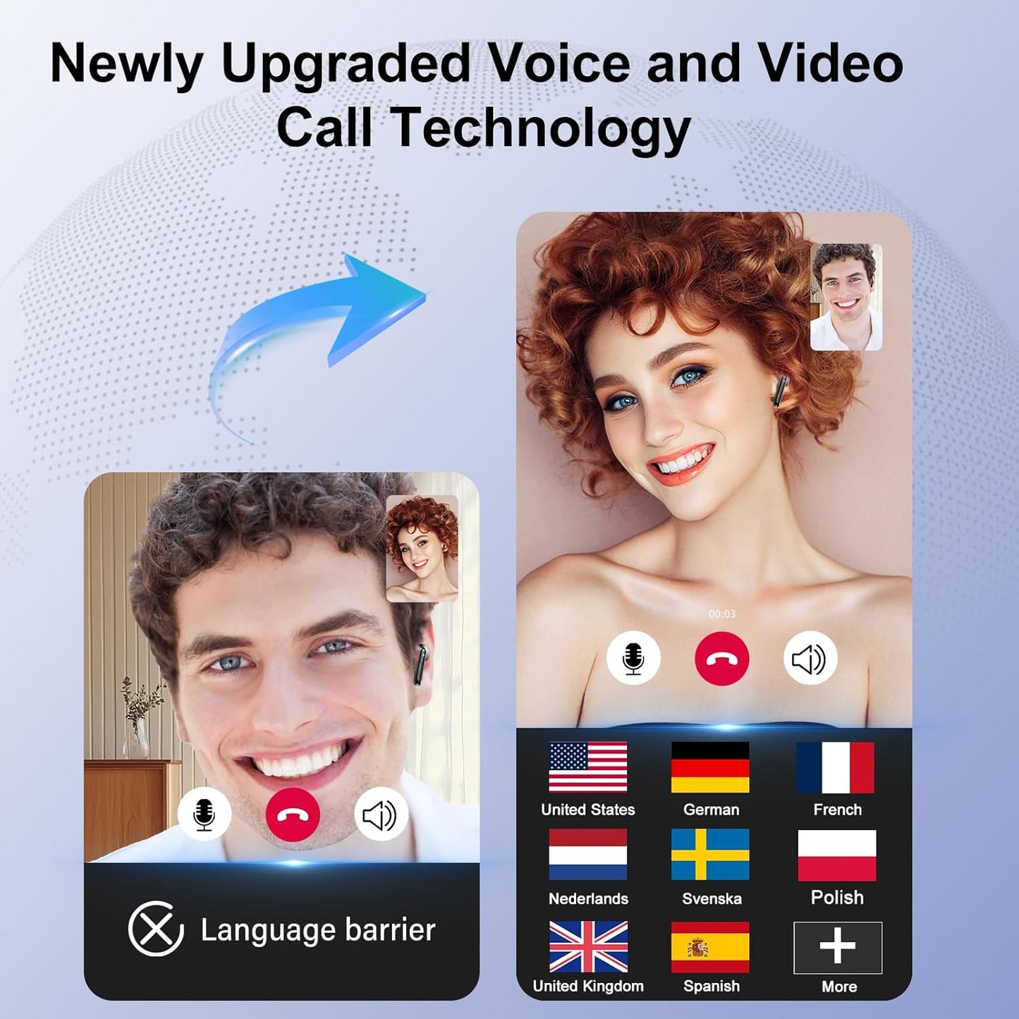 AI Translation Earbuds Real Time with Audio and Video Calls, 3-in-1 Language Translator Earbuds Support 164 Languages and 7 Translation Modes, 32H Buletooth 5.3 Headphones with Mic Translating Device