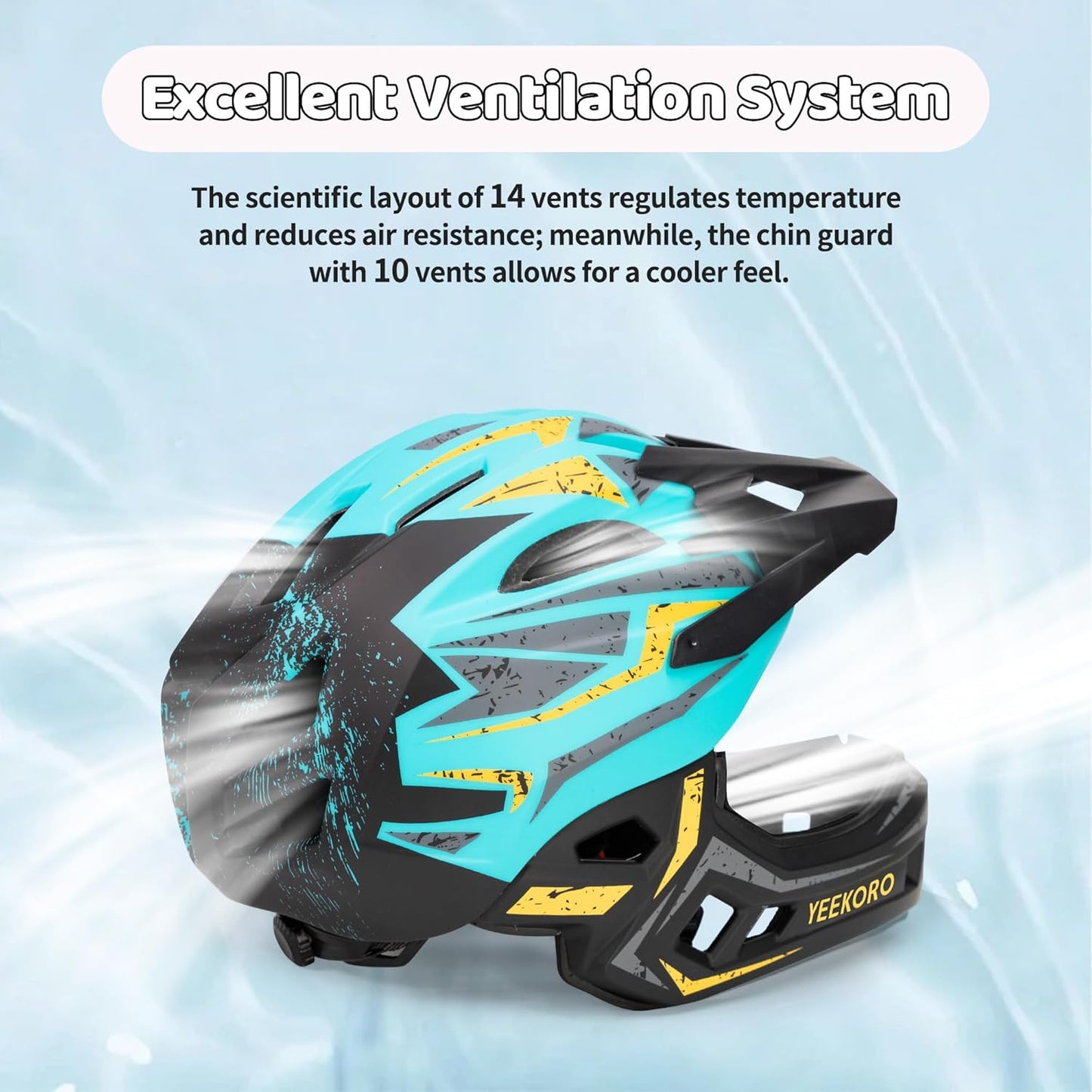 Kids Bike Helmet with Chin Guard, Adjustable Detachable Children’s Full Face Helmet for Girls and Boys, Cycling Helmets Skateboard, Scooter