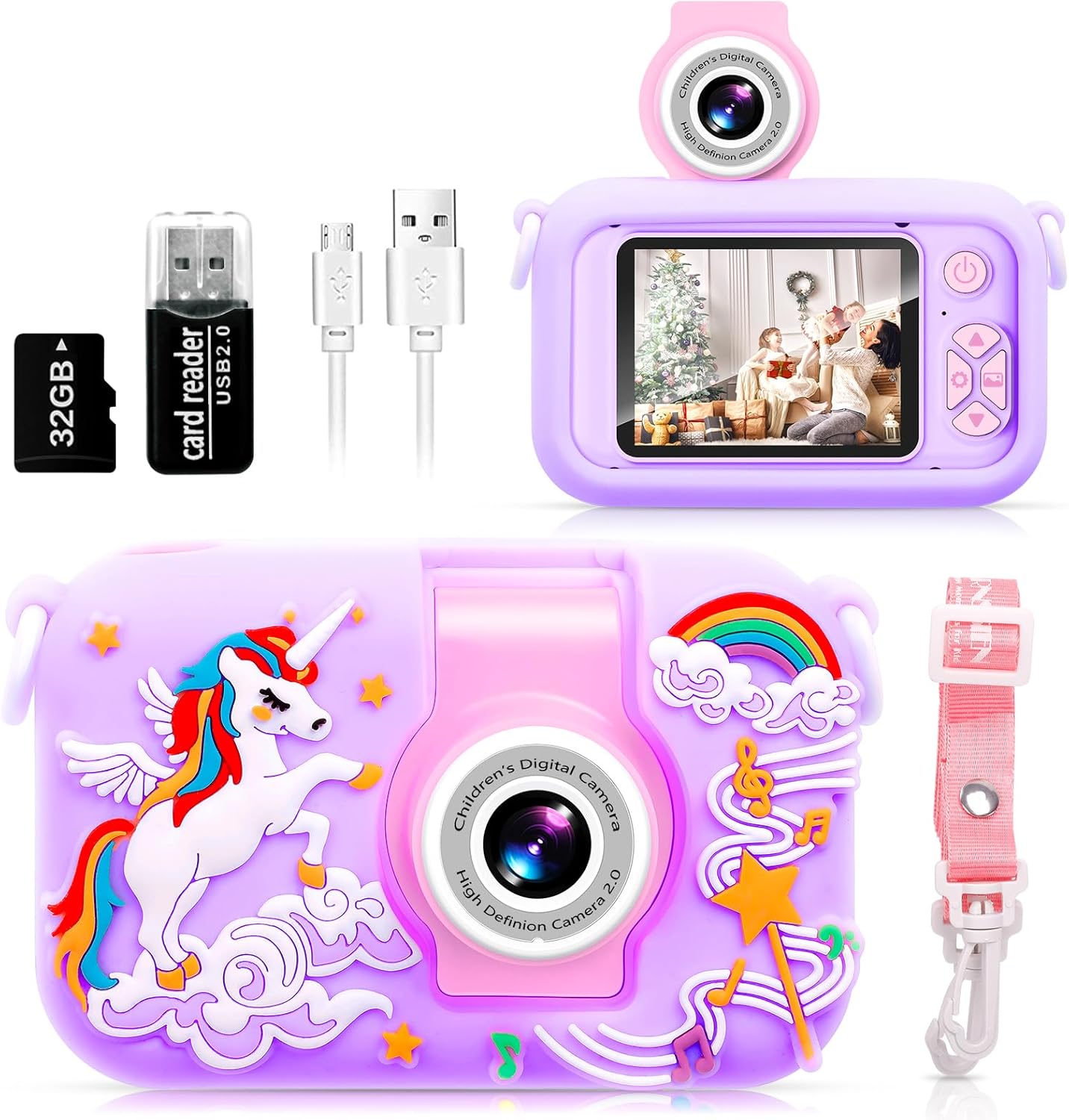 Kids Camera, Toddler Kid Digital Camera with 180°Flip Lens & 2.4in IPS Screen, Birthday Festival Gifts Present Toy for 4 5 6 7 8 9 10 11 Year Old Girls/Boys, 32 GB Card Included, X101