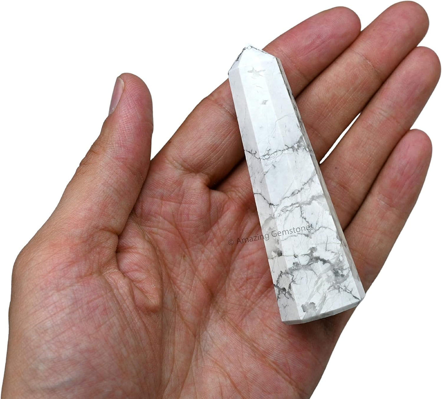 Amazing Gemstone Howlite Crystal Towers - Natural Healing Crystal Point Obelisk for Reiki Healing and Crystal Grid (2 Inch to 3 Inch)