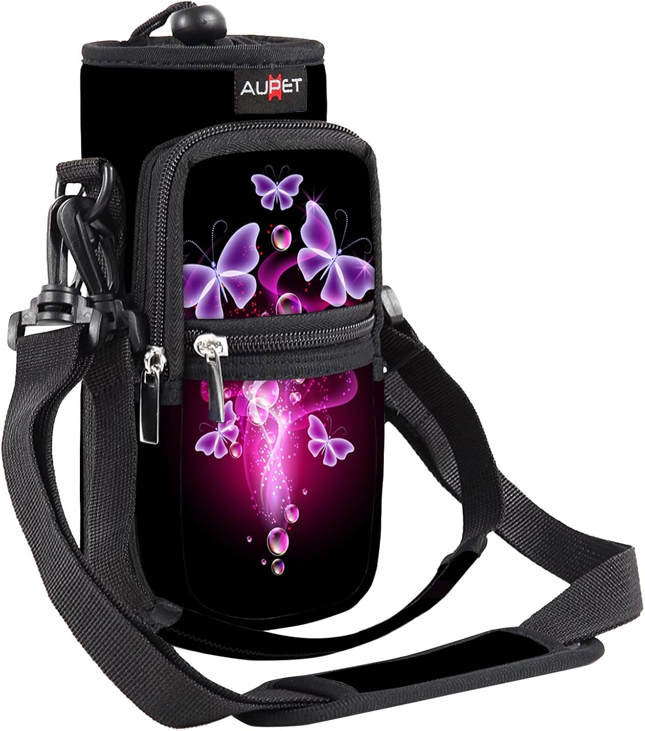 AUPET Water Bottle Sling Bag Sleeve Holder Carrier 25/32/40/64 oz,Insulated Crossbody Water Bottle Case Cover with Strap and Pockets for Men/Women Walking Hiking