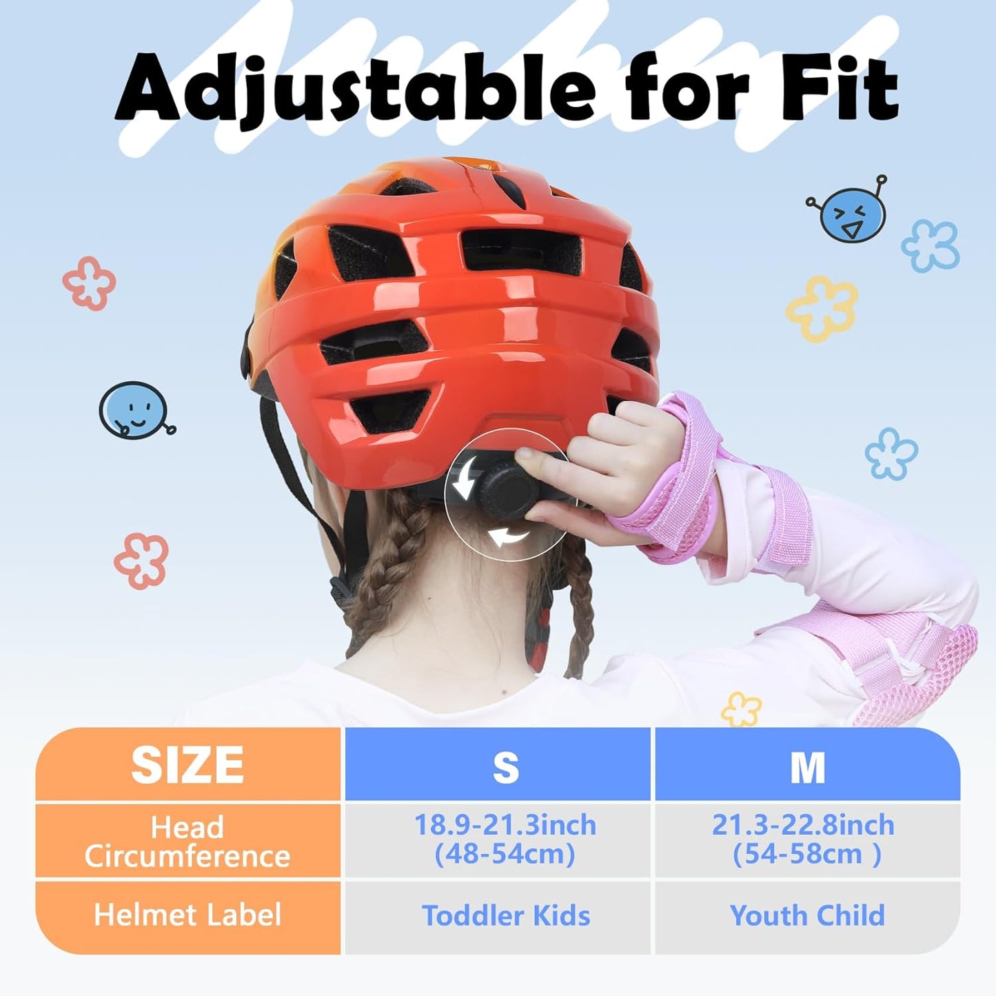 Kids Bike Helmet, 2 Size Adjustable for Youth Toddler Boys & Girls 3-5-8-10-12-14 Years, Child Helmets with Visor for Skating Cycling Scooter