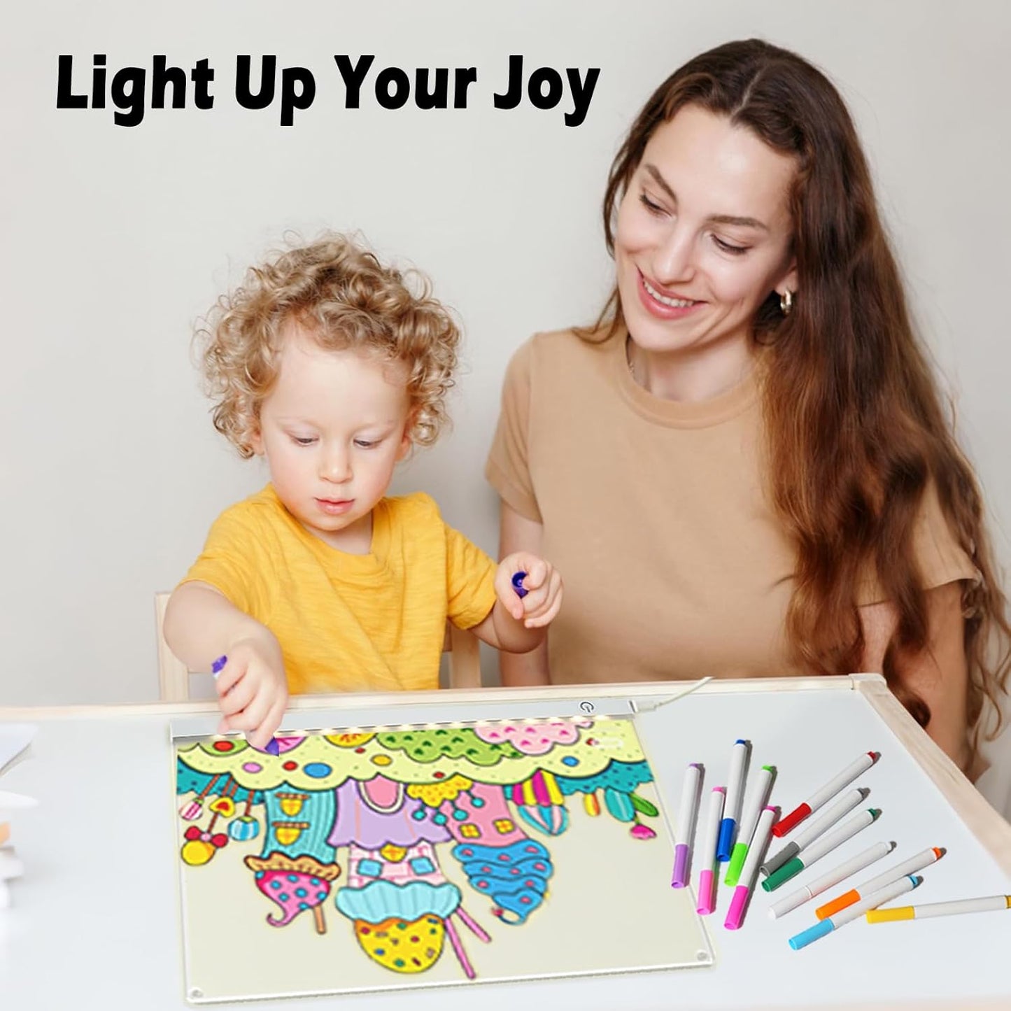 Acrylic Dry Erase Board with LED Light -11.8"x8.5" Clear Glowing Memo,Brightness Level Adjustment,12 Color Markers, Ideal for Office/Home/Kids (Standard Edition+Battery Power Supply Box)