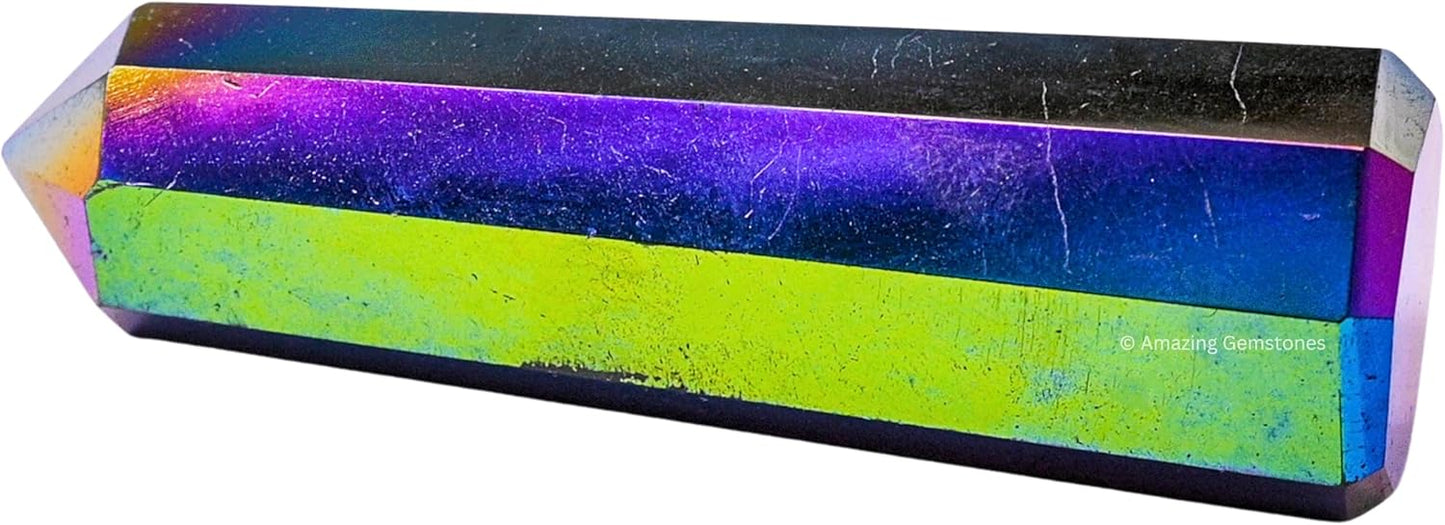 Amazing Gemstone Titanium Aura Quartz Crystal Towers - Natural Healing Crystal Point Obelisk for Reiki Healing and Crystal Grid (2" to 3" Inch)