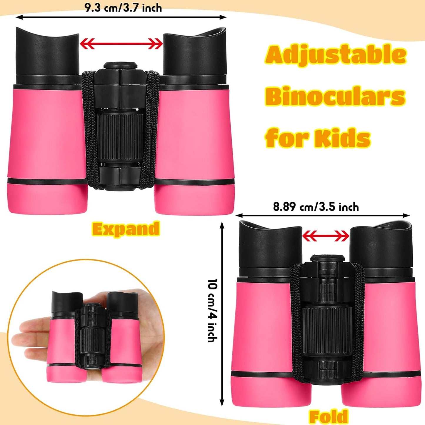 6 Pack Kids Binoculars Shock Proof Toy Binoculars Set for Age 6 Years Boys Girls Hunting Folding Small Telescope Birthday Gifts Bird Watching Educational Learning Camping Outdoor (Cute Colors)