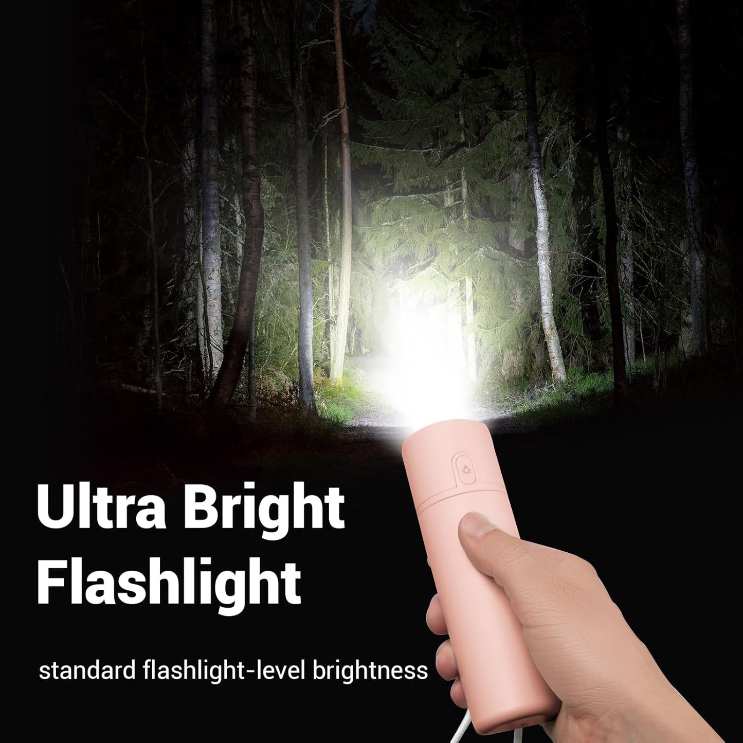 Airluxe Mini 3-in-1 Portable Fan Rechargeable- Handheld Fan with 35-Hour Battery Life, Fast Charging Power Bank&Flashlight- Personal Fan for Travel, Vacation, and Festival Essentials Pink