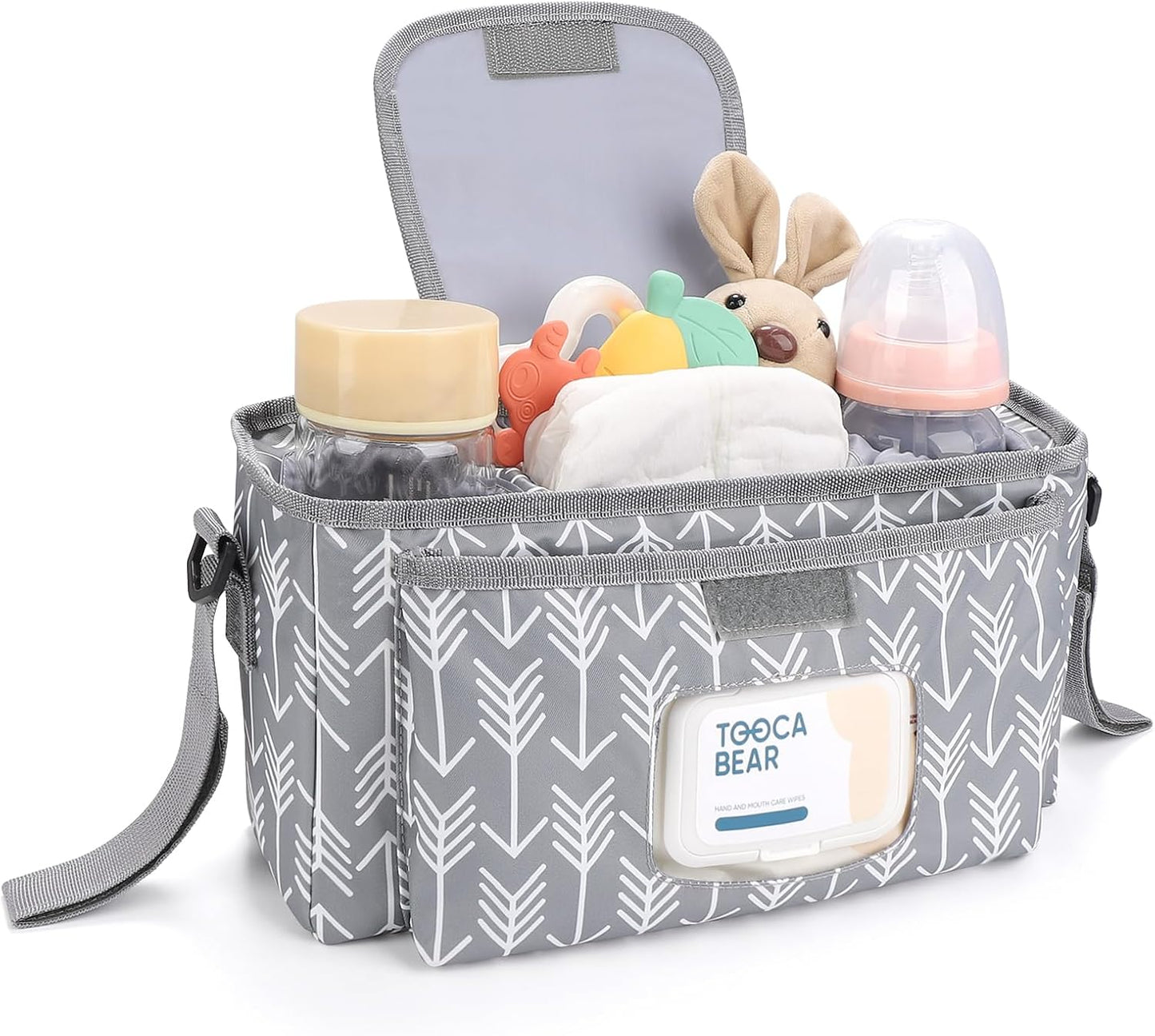 Accmor Universal Stroller Organizer with Insulated Cup Holder and Shoulder Strap, Stroller Bag Caddy Organizer Stroller Accessories for Uppababy, Baby Jogger, Nuna, Doona, Britax Strollers