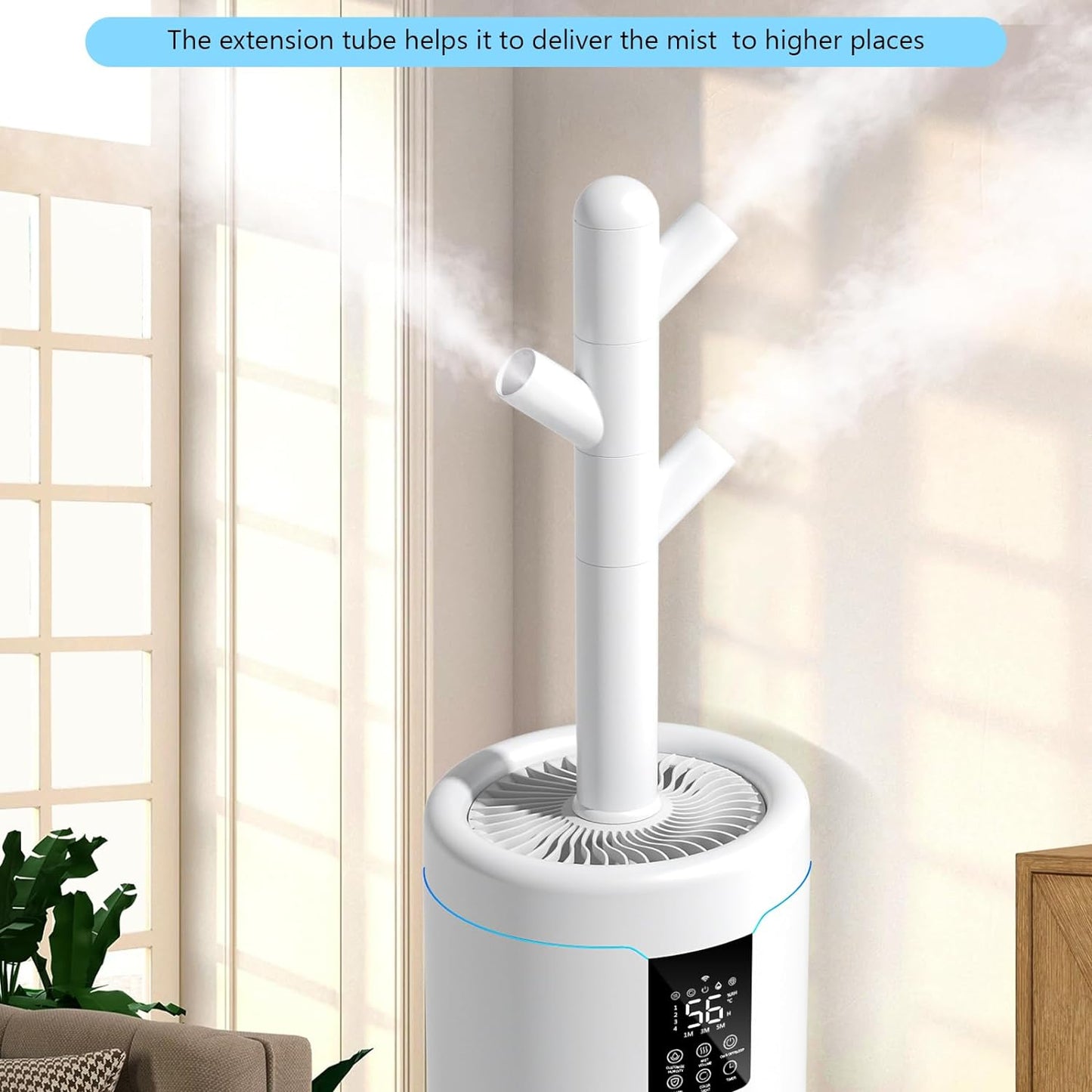 17L/4.5Gal Ultra Large Humidifiers for Bedroom 2000 sq ft, Quiet Humidifiers for Large Room, Tower Humidifier with 4 Mist Mode & Extension Tube for Home School Office Commercial Greenhouse Plants