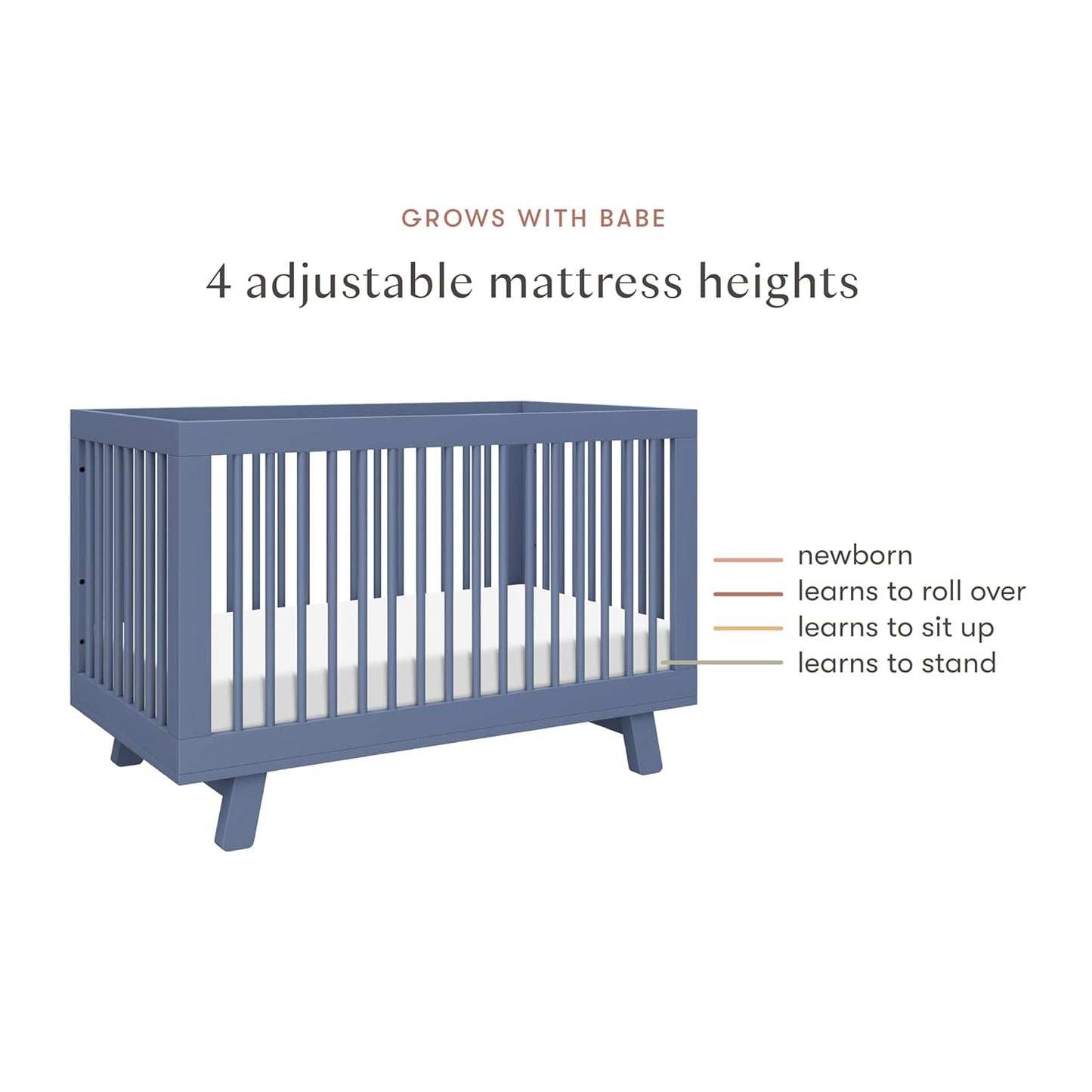 babyletto Hudson 3-in-1 Convertible Baby Crib - GREENGUARD Gold Certified Convertible Crib to Toddler Bed and Daybed - Wooden Baby Bed with 4 Adjustable Mattress Heights - Easy Assembly - Cove Blue
