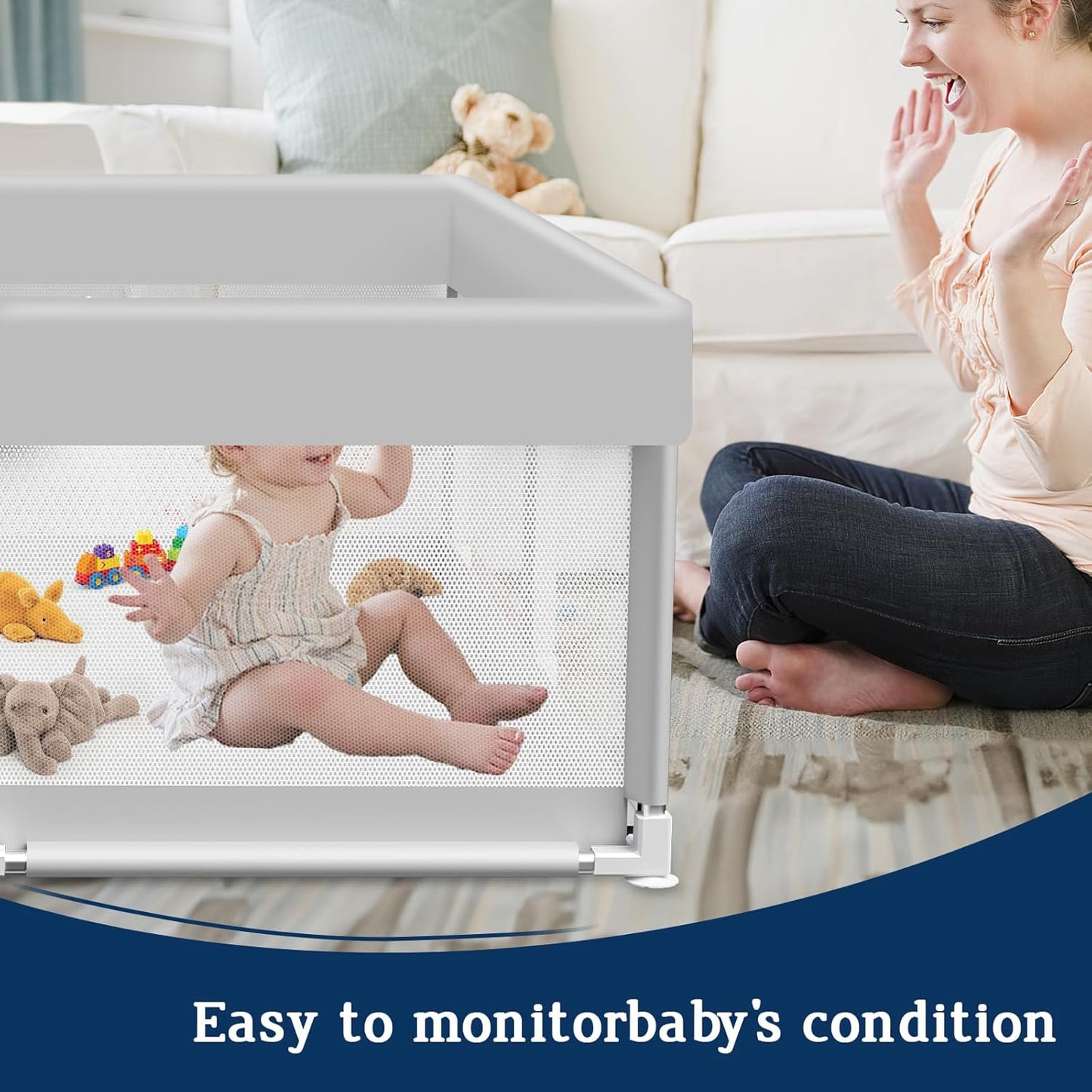 Baby Playpen 50x50 Inch, Playpen for Babies and Toddlers Baby Playpen Fence Playard Activity Center, Without MAT Included