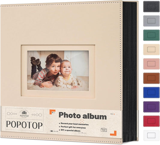 Popotop Photo Album 4x6 800 Pockets with Leather Hardcover Cover, Large Photo Album Binder Book with 80Pcs Pages for Family Travel Wedding Baby Gifts