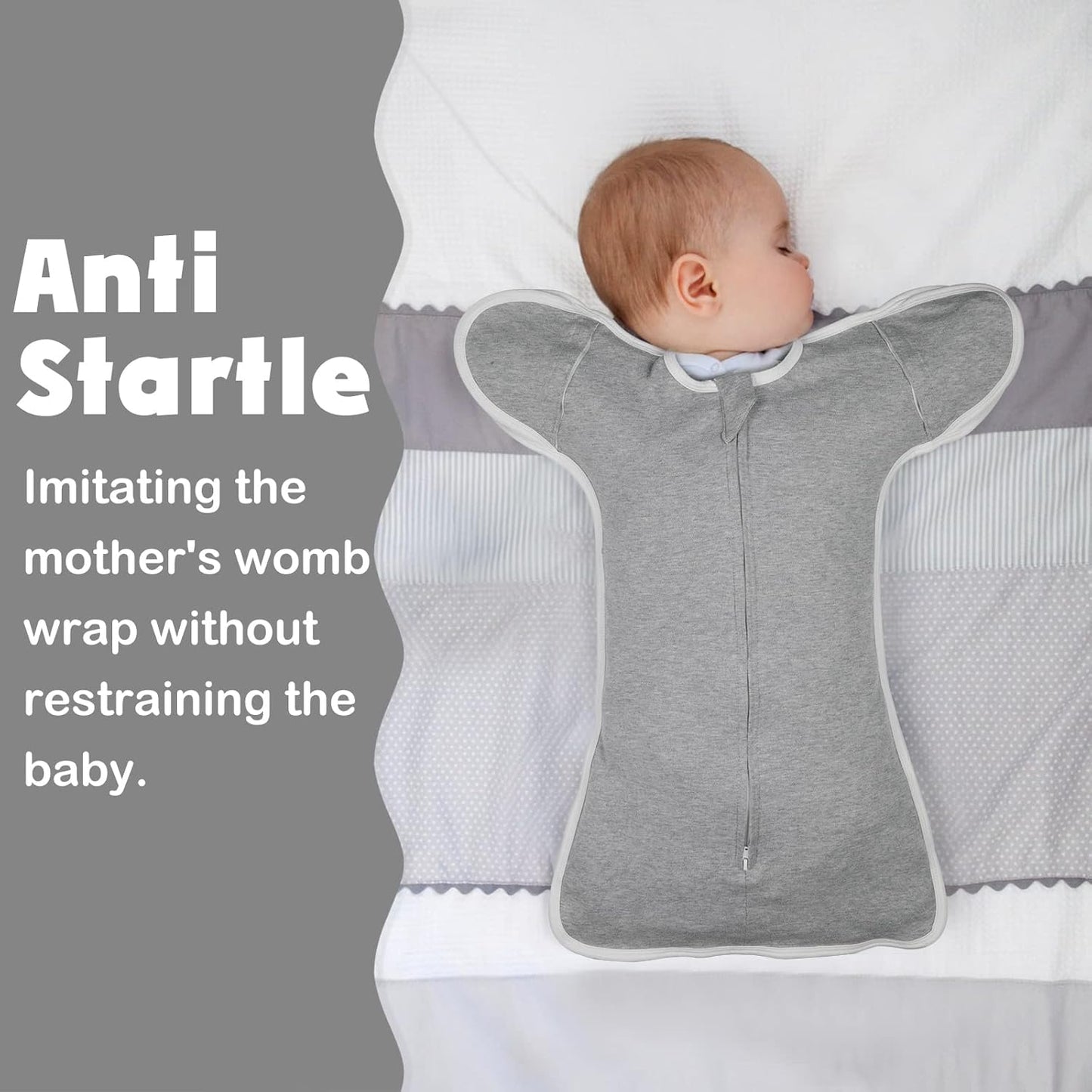 2 Pack Transition Swaddle with 2 Way Zipper, 2 in 1 Arms in/Out Transitional Arms Up Swaddle, 100% Cotton Newborn Swaddle Zipper Swaddles Baby Swaddling Sack Sleeping Sack 0-3 Months