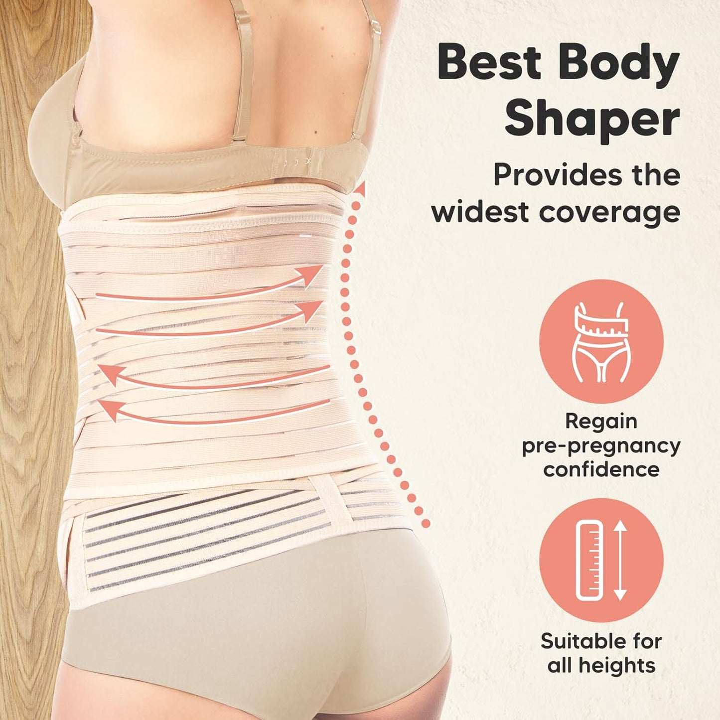 3 in 1 Postpartum Belly Support Recovery Wrap - Postpartum Belly Band, After Birth Brace, Slimming Girdles, Body Shaper Waist Shapewear, Post Surgery Pregnancy Belly Support Band (Classic Ivory, M/L)