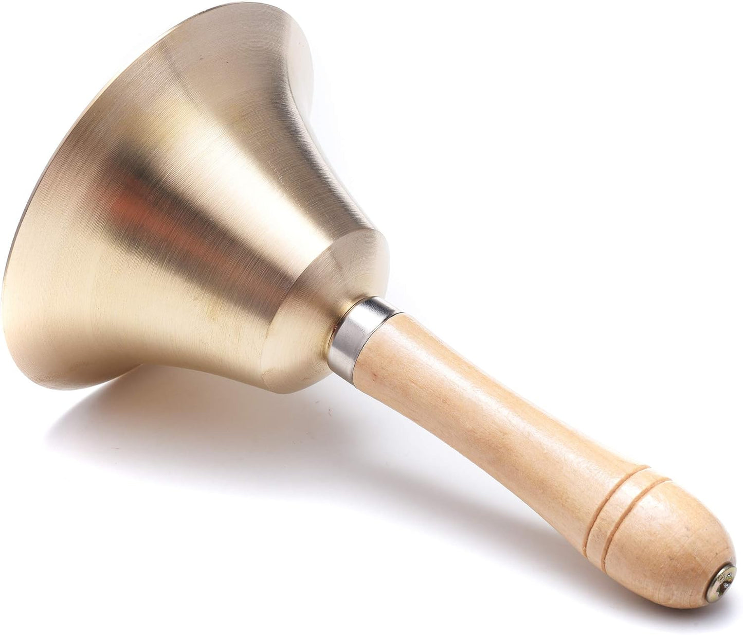 Extra Loud Solid Brass Hand Call Bell with Wooden Handle