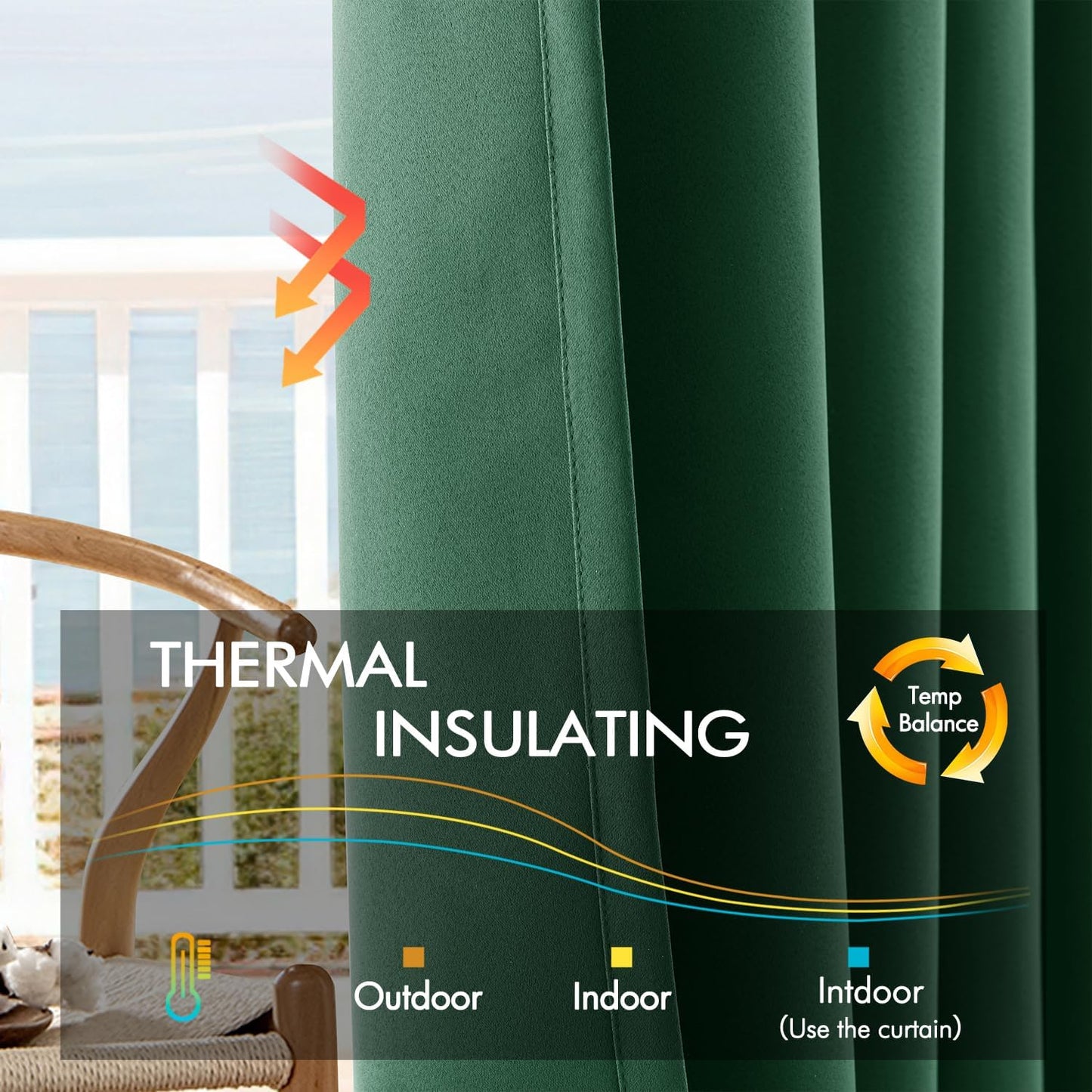 ANRODUO Back Tab Blackout Curtains for Bedroom Living Room, Rod Pocket Pinch Pleated Thermal Insulated Room Darkening Curtains 90 Inches Long 2 Panels, Hunter Green, 42 x 90 Inch