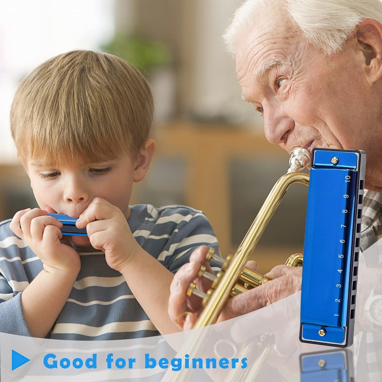 Koogel Kids Harmonica Set, Pink and Blue 10 Hole Distonic Harmonica Key of C Music Instruments for Beginners