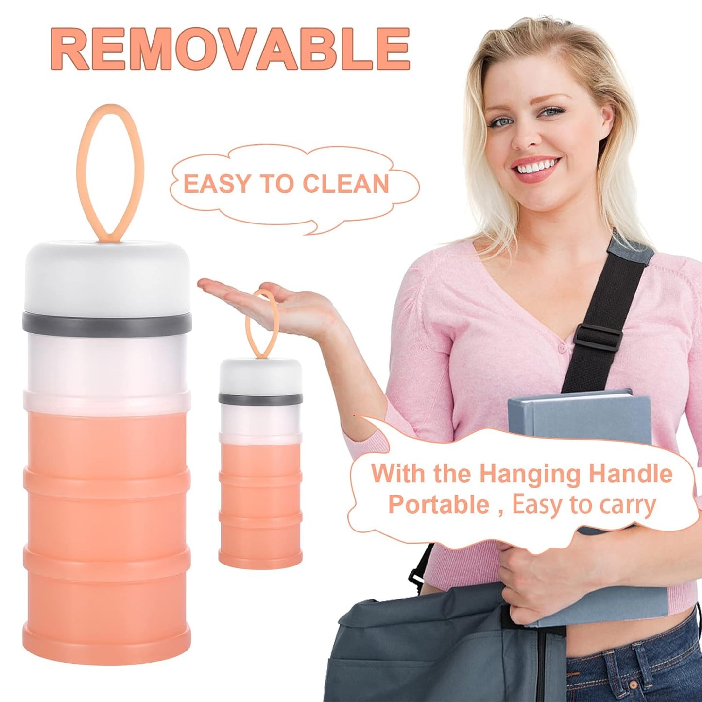 Accmor 2 Pack Baby Formula Dispenser On The Go, Stackable Formula Dispenser Formula Container to Go, Non-Spill Portable Milk Powder Kids Snack Storage Container, BPA Free