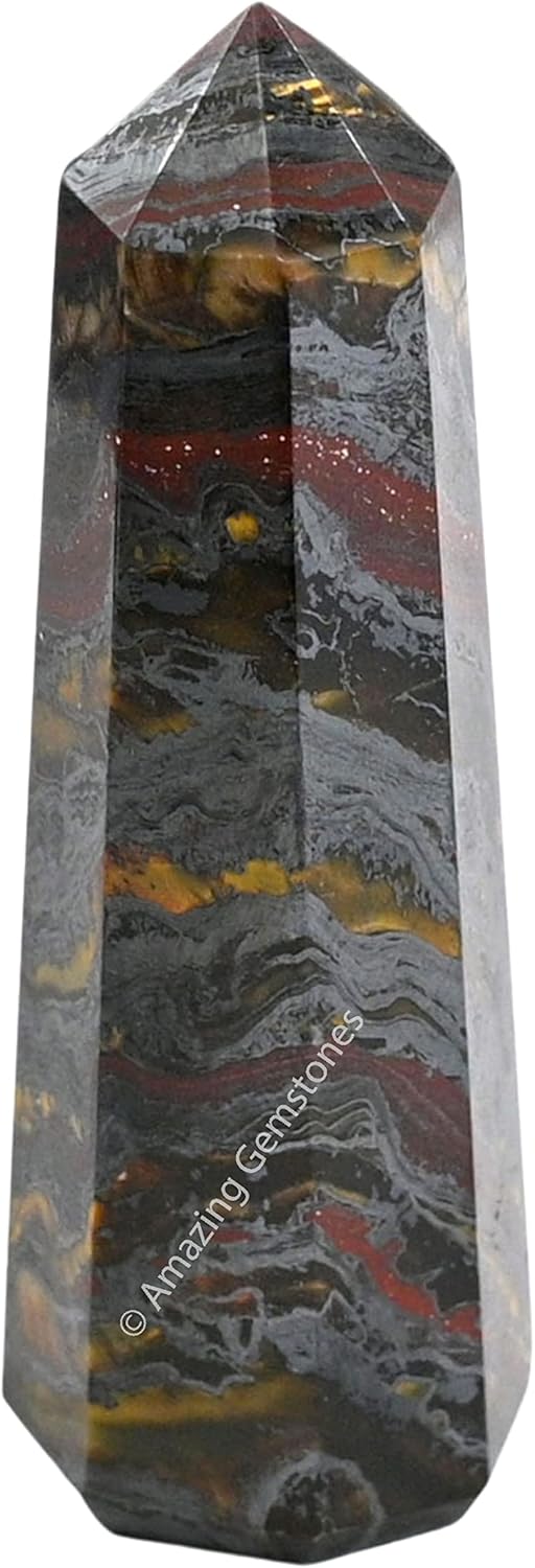 Amazing Gemstone Iron Tiger Eye Crystal Towers - Natural Healing Crystal Point Obelisk for Reiki Healing and Crystal Grid (3 Inch)