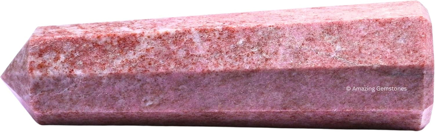 Amazing Gemstone Thulite Crystal Towers - Natural Healing Crystal Point Obelisk for Reiki Healing and Crystal Grid (2" to 3" Inch)