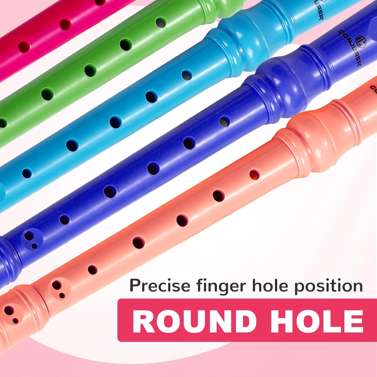 CONJURER Soprano Recorder Instrument for Kids Student - German Fingering 8 Hole Flute ABS Descant Recorders for Beginners with Cleaning Rod and Bag for Kids Over 3 Years Old