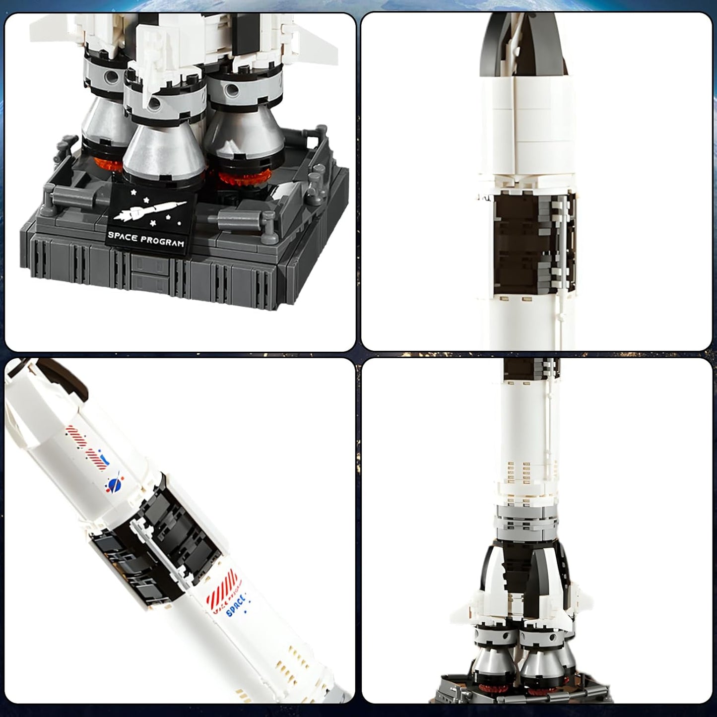 APENGBAOL Saturn V Space Rocket and Vehicles Building Blocks Set,613 Precision Space Shuttle Building Block Toys for Kids .Gifts for Adults