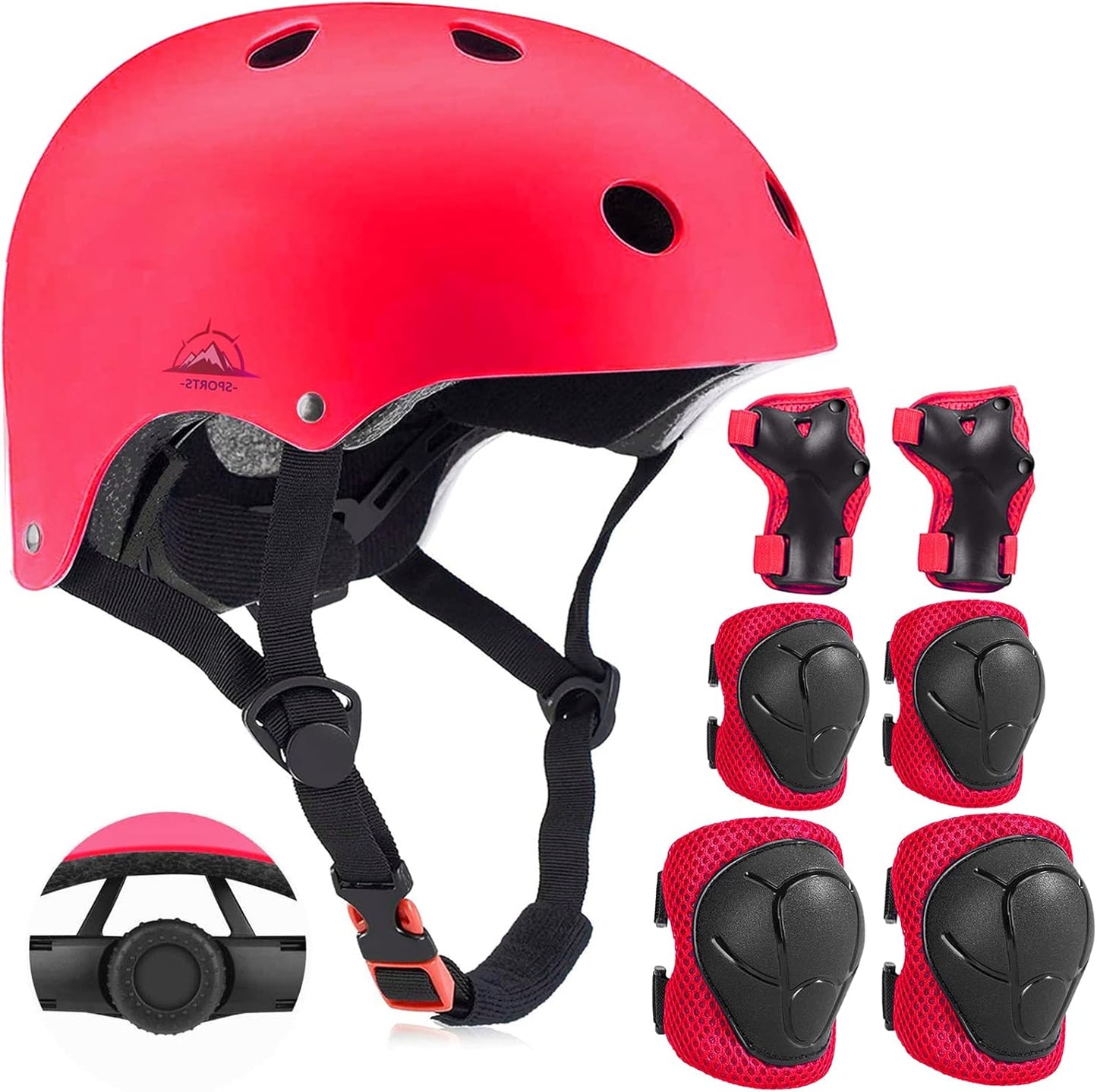 Adjustable Kids Helmet with Knee Pad, Elbow Pads & Wrist Guards - Toddler Bike Helmets for Ages 3-5, 5-8, 8-14 Years - Perfect for Skating, Biking, Cycling, and Skateboard - for Boys and Girls