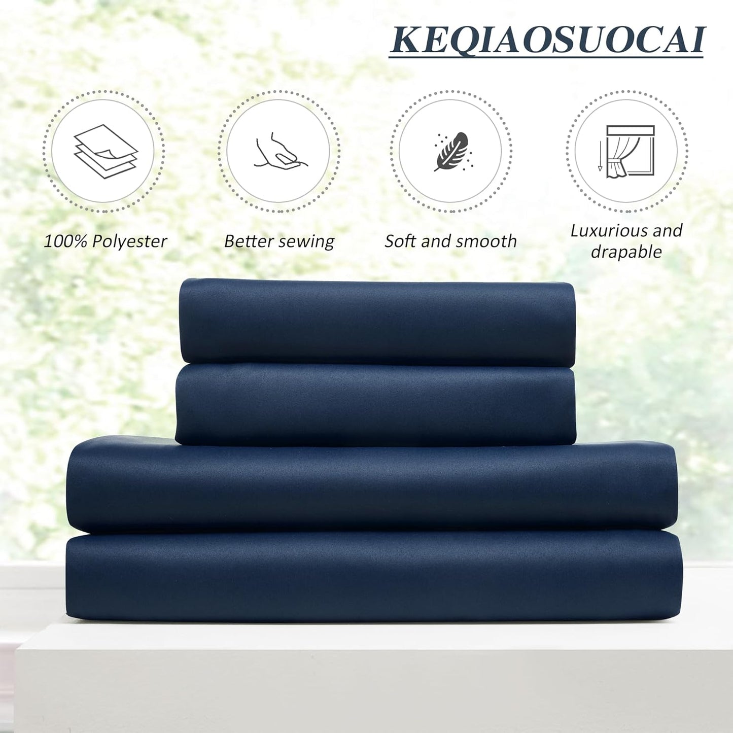 KEQIAOSUOCAI Pinch Pleated Curtains 108 Inches Long 2 Panels Set, Thermal Insulated Blackout Room Darkening Curtain for Bedroom,Window Draperies with Hooks(Navy Blue,40x108-inch)