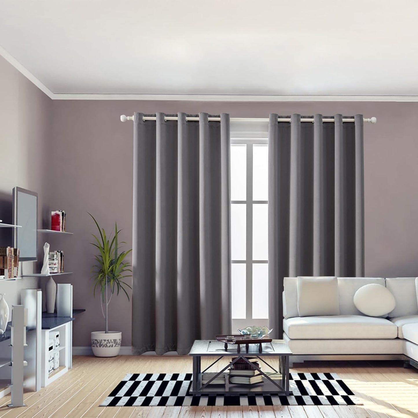 Anytime 100% Blackout Curtain Set, Thermal Insulated & Energy Efficiency Window Draperies for Guest Room, Full Shading Panels for Shift Worker and Light Sleepers（Grey, 2 Panels, 70W x 72L）