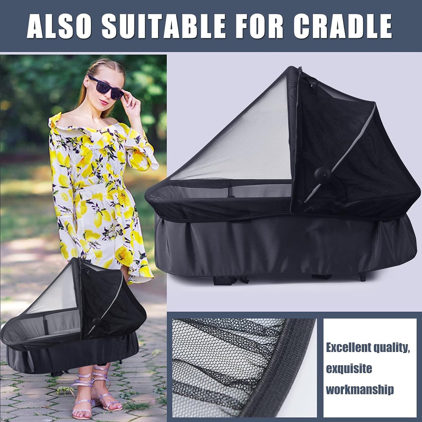 Baby Mosquito Net for Infant Car Seats,Infant Stroller and Bassinets, Carrier,Breathable with Elastic Netting for Easy Fitting, Portable Durable & Long Lasting Infant Insect Shield Netting (Black