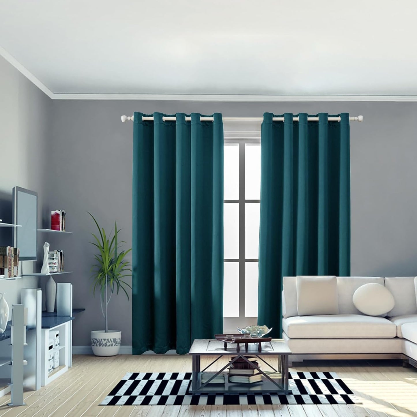 Anytime 100% Blackout Curtain Set, Thermal Insulated & Energy Efficiency Window Draperies for Guest Room, Full Shading Panels for Shift Worker and Light Sleepers（Greyish Blue, 2 Panels, 70W x 108L）
