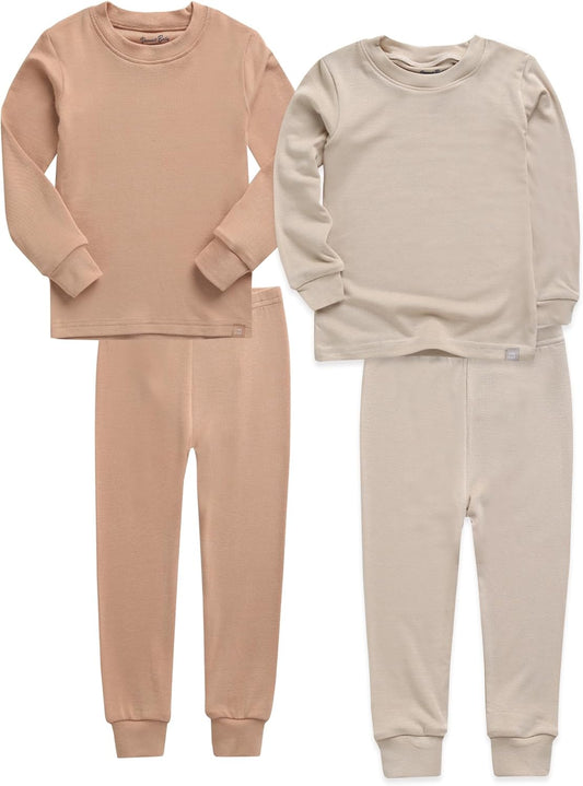 VAENAIT 6M-12Y Toddler Kids Girls Boys Soft Comfy Modal Tencel Solid Raglan Sleepwear Pajamas Pjs 2pcs/4pcs Set