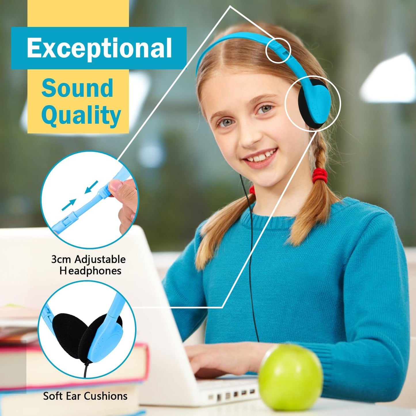 Kids Headphones Bulk 30 Pack for School Classroom Students Children Toddler Boys Girls Teen Adults