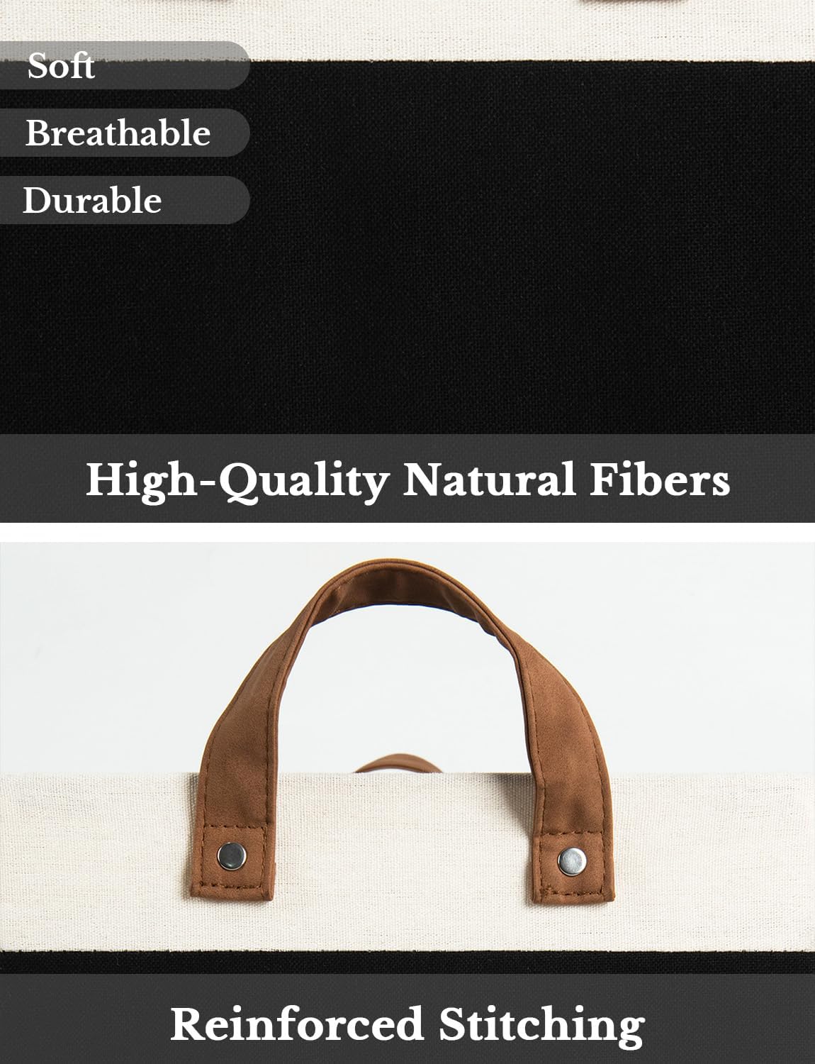 StorageWorks Storage Bins, Fabric Storage Bins for Shelves, Large Storage Baskets with Metal Frame, Closet Baskets and Bins with Handles, Black and White, 2-Pack